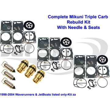 Yamaha Triple Mikuni Carburetor Rebuild Kit & Needle/Seat GP XL SUV 1200 Exciter