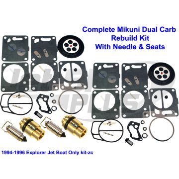 SeaDoo Dual Mikuni Carburetor Rebuild Kit & Needle/Seat Explorer 1994 1995 1996