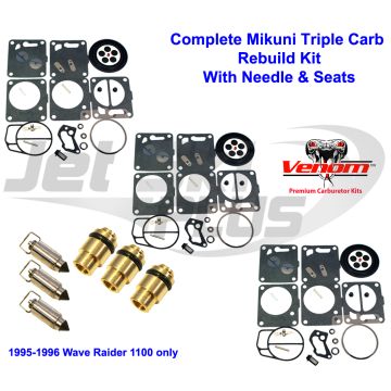 Yamaha Triple Mikuni Carburetor Rebuild Kit & Needle/Seat Wave Raider 1100