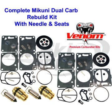 SeaDoo Dual Mikuni Carburetor Rebuild Kit & Needle/Seat GSX GTI GTS GTX SPX XP