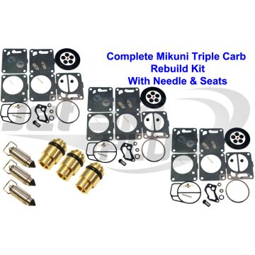 Polaris Triple Mikuni Carburetor Rebuild Kit & Needle/Seat SL SLT 750 785 PRO