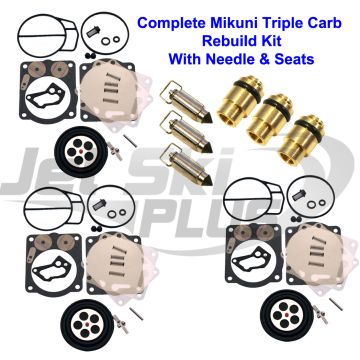 Yamaha Triple Mikuni Carburetor Rebuild Kit & Needle/Seat GP XL XLT 1200 R AR210