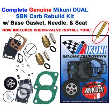 Sea Doo Dual Genuine Mikuni Carb Rebuild Kit Base Gasket & Needle Seat GTI 96