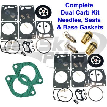 SeaDoo Dual Mikuni Carburetor Rebuild Kit & Needle Seat & Carb Gasket XP 96-97