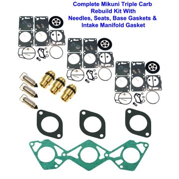 Yamaha Triple Mikuni Carb Rebuild Kit & Needle/Seat 99 Exciter 135 270 w Gaskets