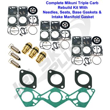 Yamaha Triple Mikuni Carb Rebuild Kit & Needle/Seat GP XL SUV 1200 w/ Gaskets