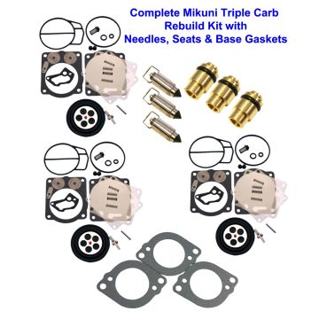 Yamaha Triple Mikuni Carburetor Rebuild Kit w Needle, Seat & Gaskets GP1200R