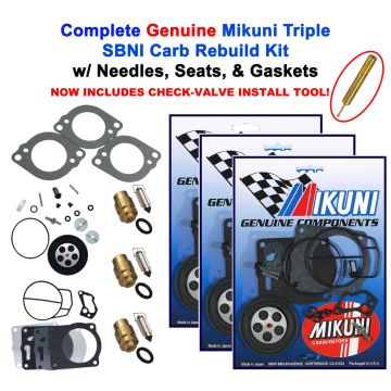 Yamaha GP1200R Genuine Mikuni Triple Carb Rebuild Kit w Needles, Seats & Gaskets