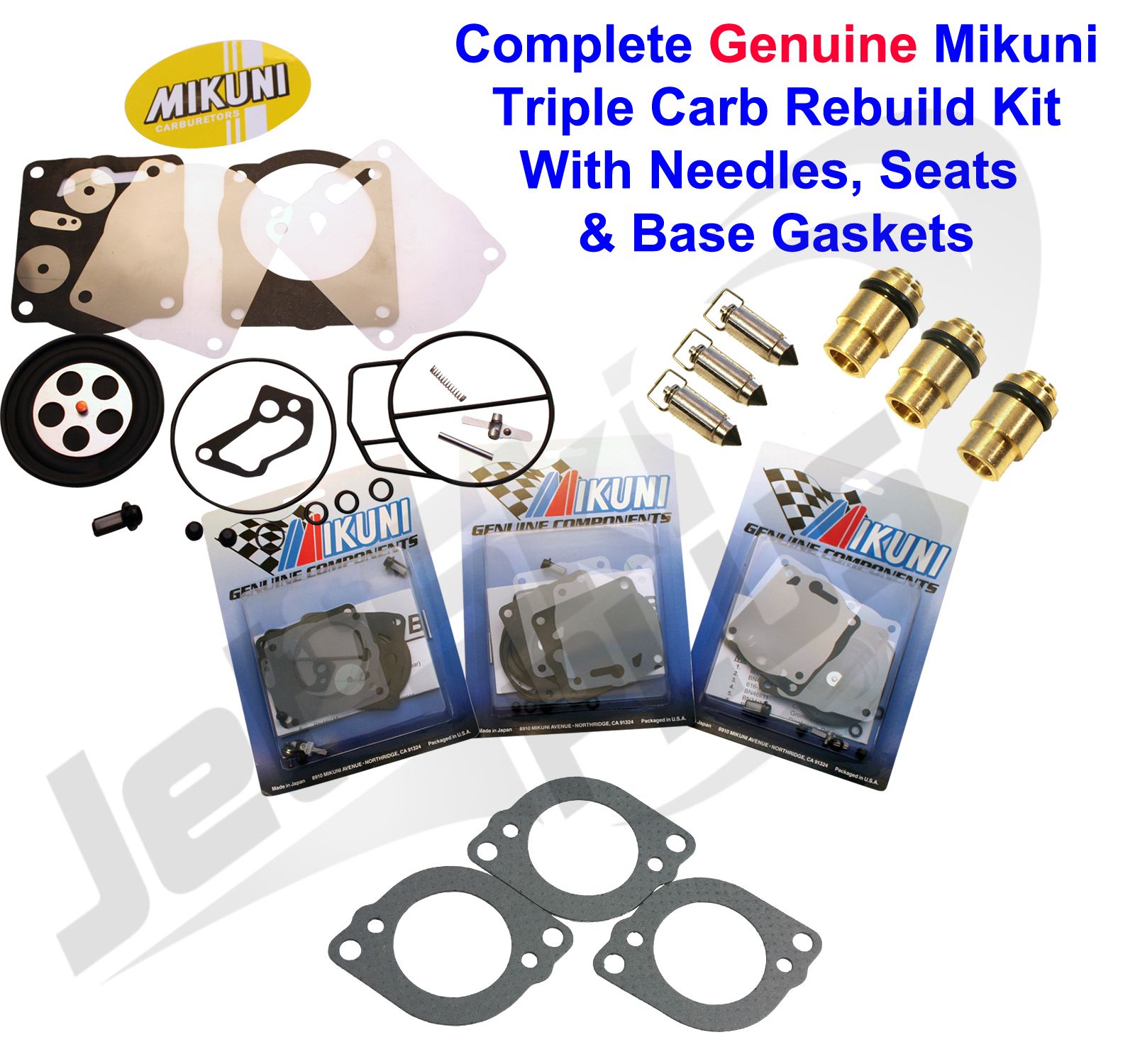 Yamaha Genuine Mikuni Triple Carb Rebuild Kit w Needle/Seat & Gasket XLT1200