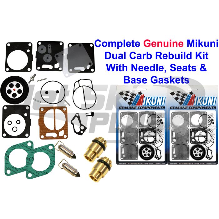 Dual Mikuni Carburetor Rebuild Kit For 1998-1999 SeaDoo Challenger 1800 - Includes Needle & Seat