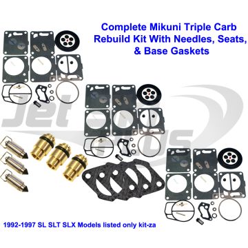 Polaris Mikuni Carburetor Rebuild Kit-Needle/Seat Carb Base Gasket SLT 780 750