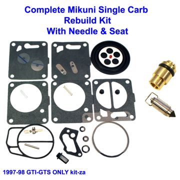 SeaDoo Single Carb Mikuni Carburetor Rebuild Kit & Needle/Seat GTI GTS