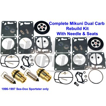 SeaDoo Dual Mikuni Carburetor Rebuild Kit & Needle/Seat Sportster 1996 1997