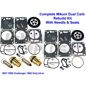 SeaDoo Dual Mikuni Carburetor Rebuild Kit & Needle/Seat Challenger 1800 97-99