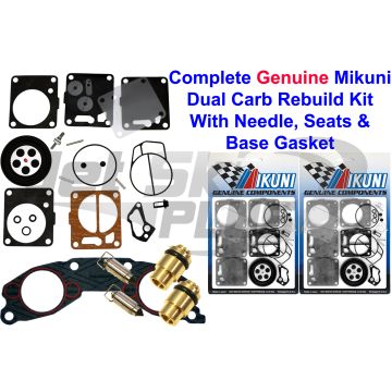 Yamaha Dual Genuine Mikuni Carb Rebuild Kit & Needle/Seat & Base Gasket SuperJet