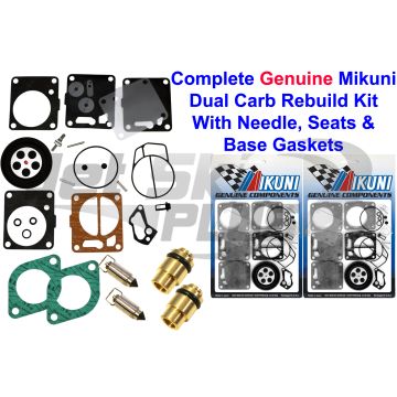 SeaDoo Dual Genuine Mikuni Carb Rebuild Kit & Needle Seat & Base Gasket GTX 94