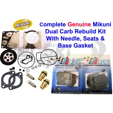 SeaDoo Dual Genuine Mikuni Carb Rebuild Kit & Needle Seat & Base Gasket GSX LTD