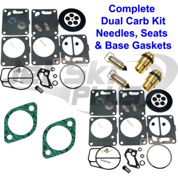 NEW SeaDoo Dual Mikuni Carburetor Rebuild Kit Needle Seat Base Gasket GTX 92-93